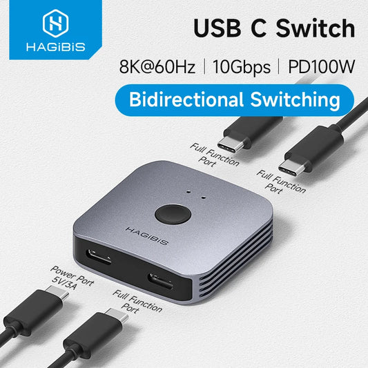 Hagibis USB-C Bidirectional Switch 8K 60Hz 10Gbps 100W