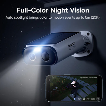 Security camera with full-color night vision feature on a dark background