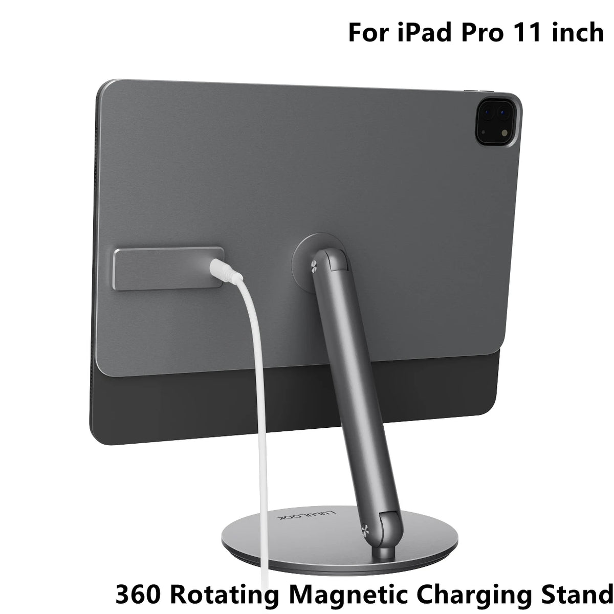 360 Rotating Magnetic Charging Stand for iPad Pro 11 inch on a white background