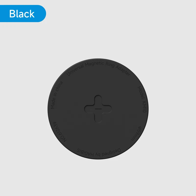 Black round magnetic ring adapter on a gray background