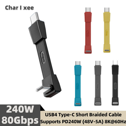 USB4 Right Angle USB-C Short Cable 240W 80Gbps 8K 60Hz