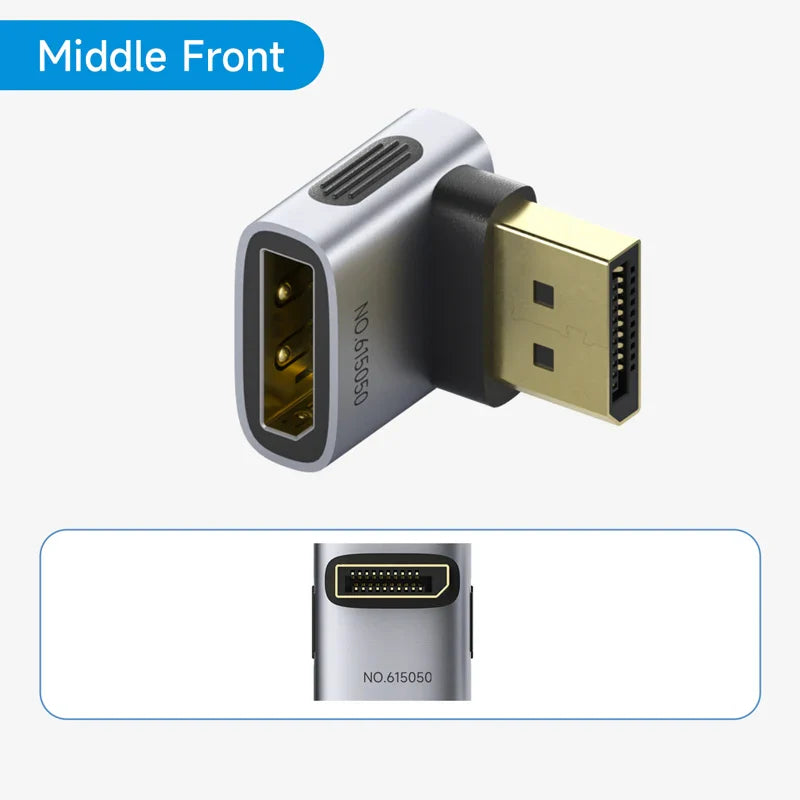Right-angle HDMI adapter on a white background with 'Middle Front' label