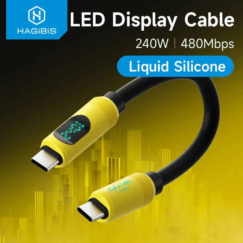 Short USB C Cable with LED Display Hagibis
