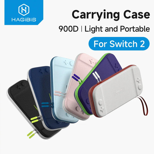 Hagibis carrying case for Switch 2 in various colors on a white background
