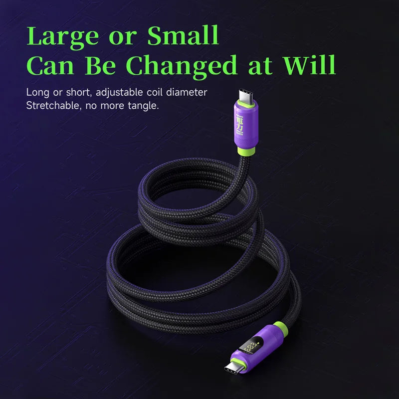Magnetic USB C to USB C Cable With LED Display Hagibis