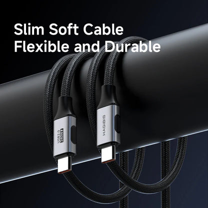 Slim soft cable with 'HAGIBIS' branding on a dark background
