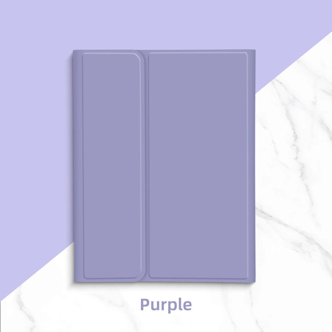 Purple tablet case on a light purple and white background