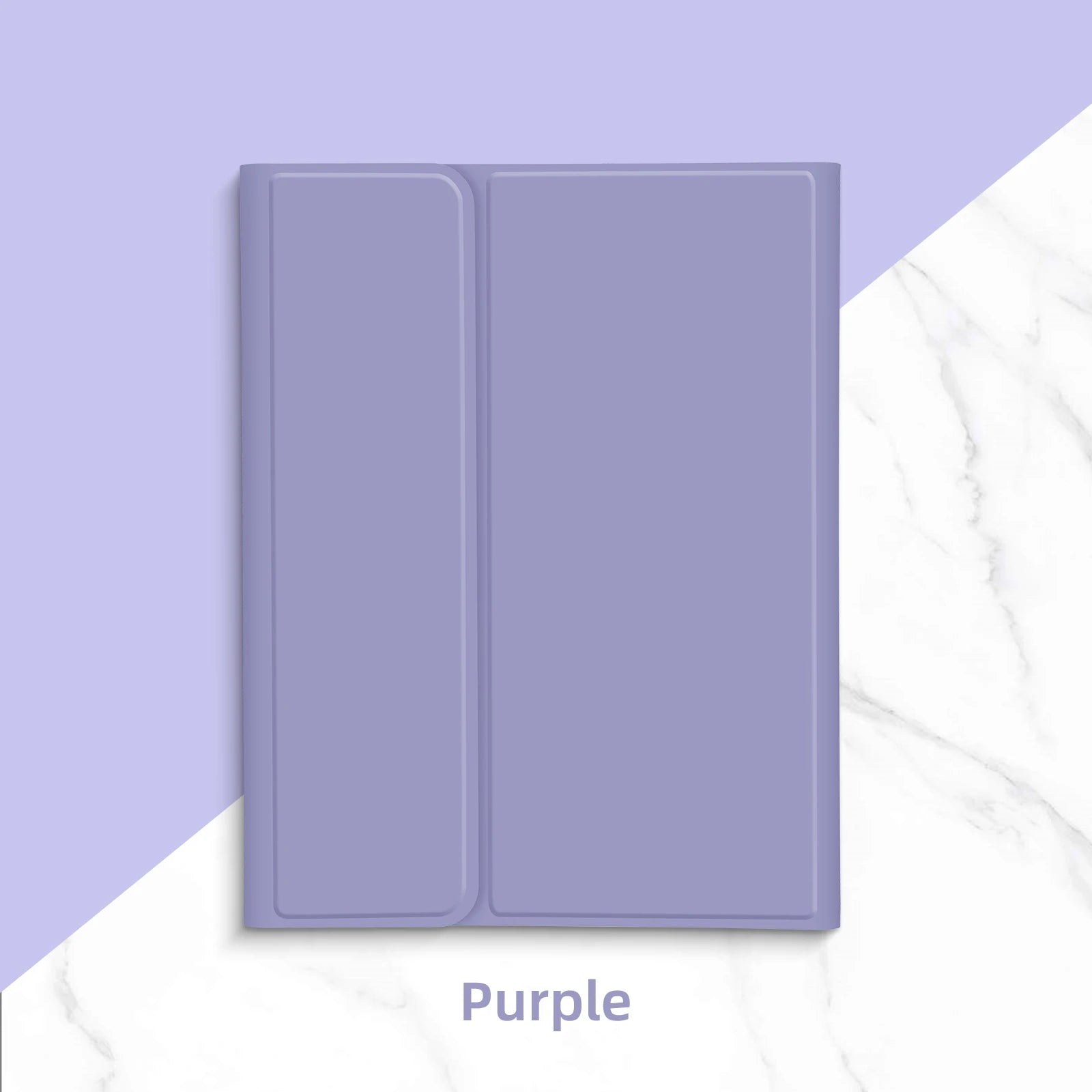 Purple tablet case on a light purple and white background