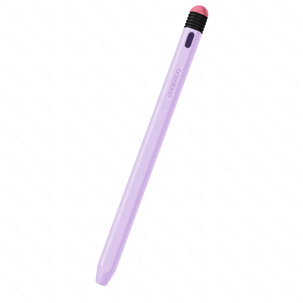 A collection of Goojodoq stylus pens with Type-C port cases in various colors displayed alongside a smartphone.