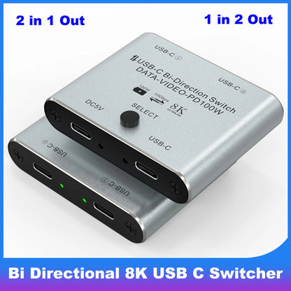 USB-C Bidirectional KVM Switch 8K 60Hz 10Gbps 100W PD