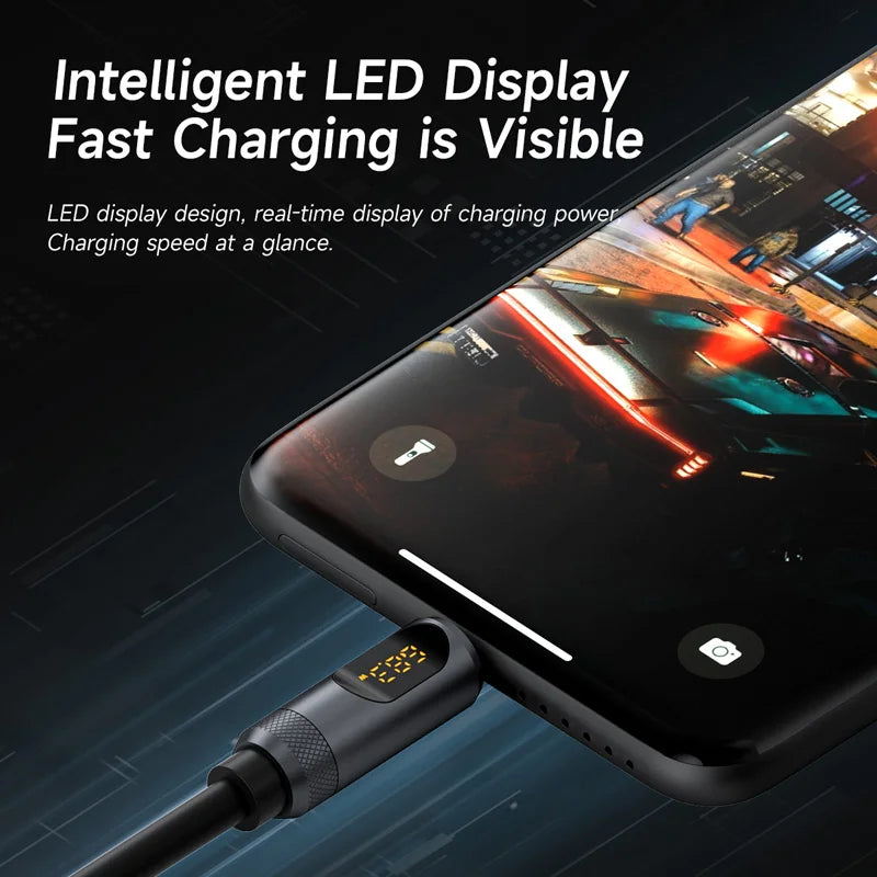 USB C Liquid Silicone Cable 240W with LED Display Hagibis