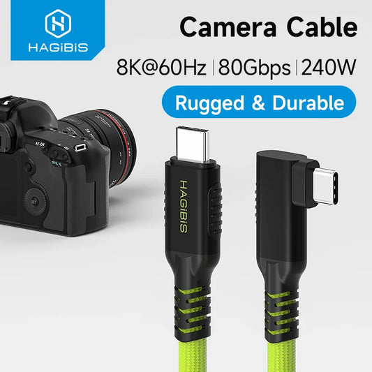 Hagibis USB-C Camera Tether Cable 80Gbps 240W Right Angle