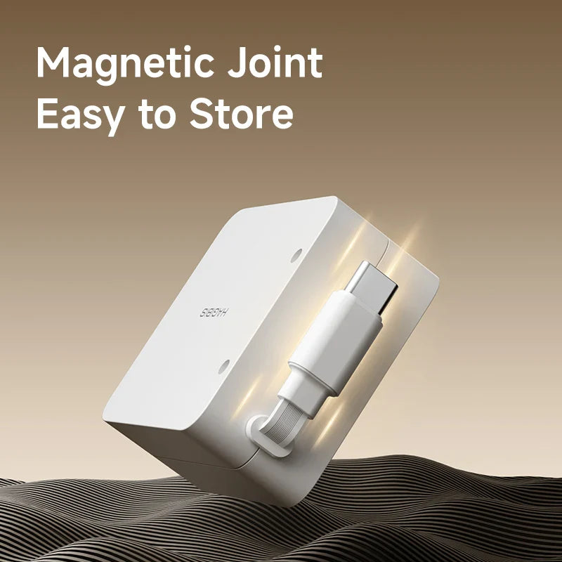 White electronic device with magnetic joint on a gradient background