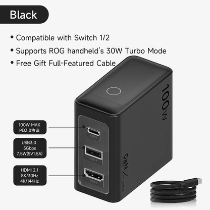 Hagibis USB-C TV Dock for Nintendo Switch 1 & 2 with 100W GaN Charger