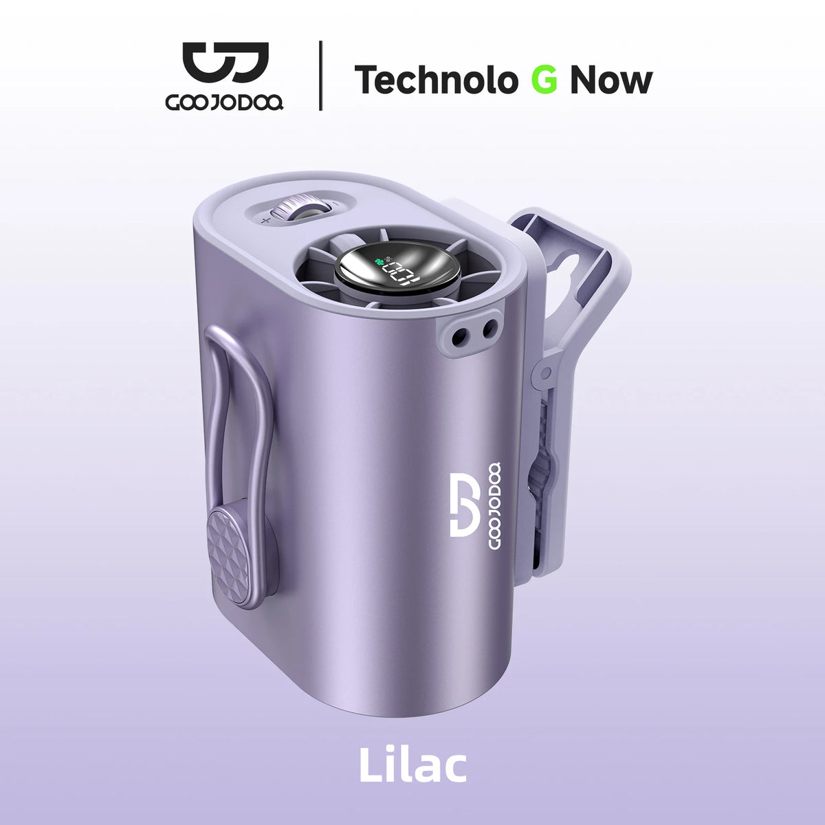 Lilac portable device with 'COOJODAA' branding on a light purple background