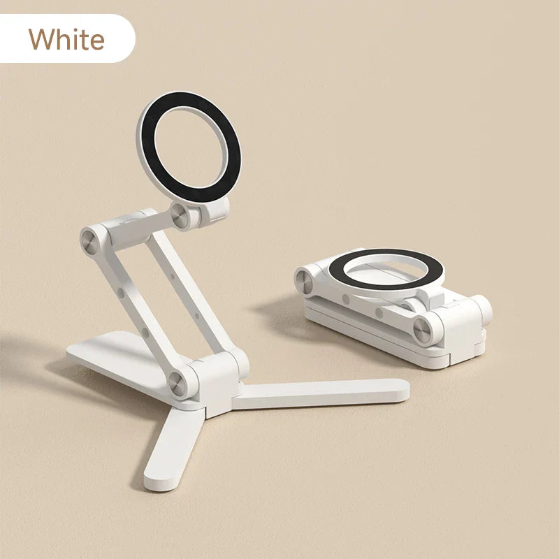 White magnifying glass stand on a beige background