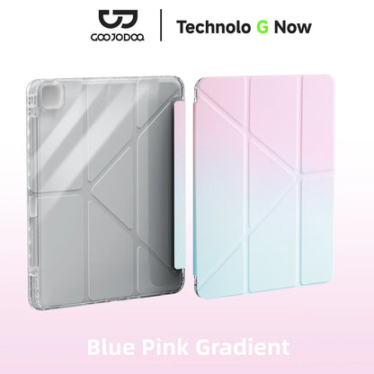 Blue pink gradient phone case with clear back on a light pink background, featuring Coogooda and Technolo G Now branding.