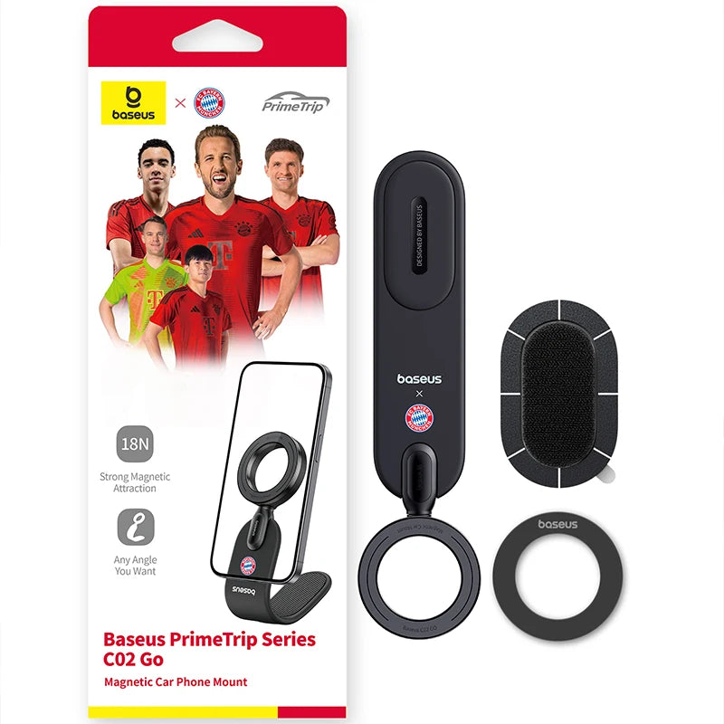 Baseus PrimeTrip Series C02 Go magnetic car phone mount packaging with product and branding details.