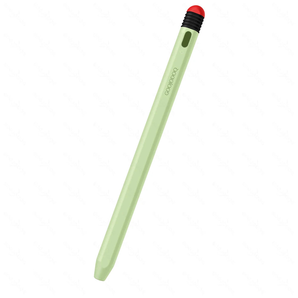 A collection of Goojodoq stylus pens with Type-C port cases in various colors displayed alongside a smartphone.