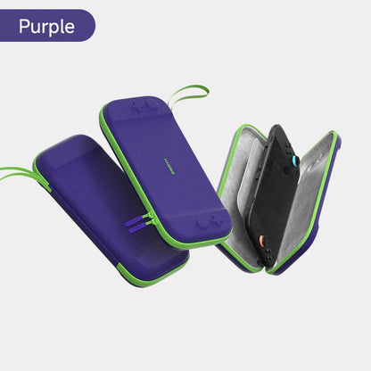 Purple phone case with green accents on a white background