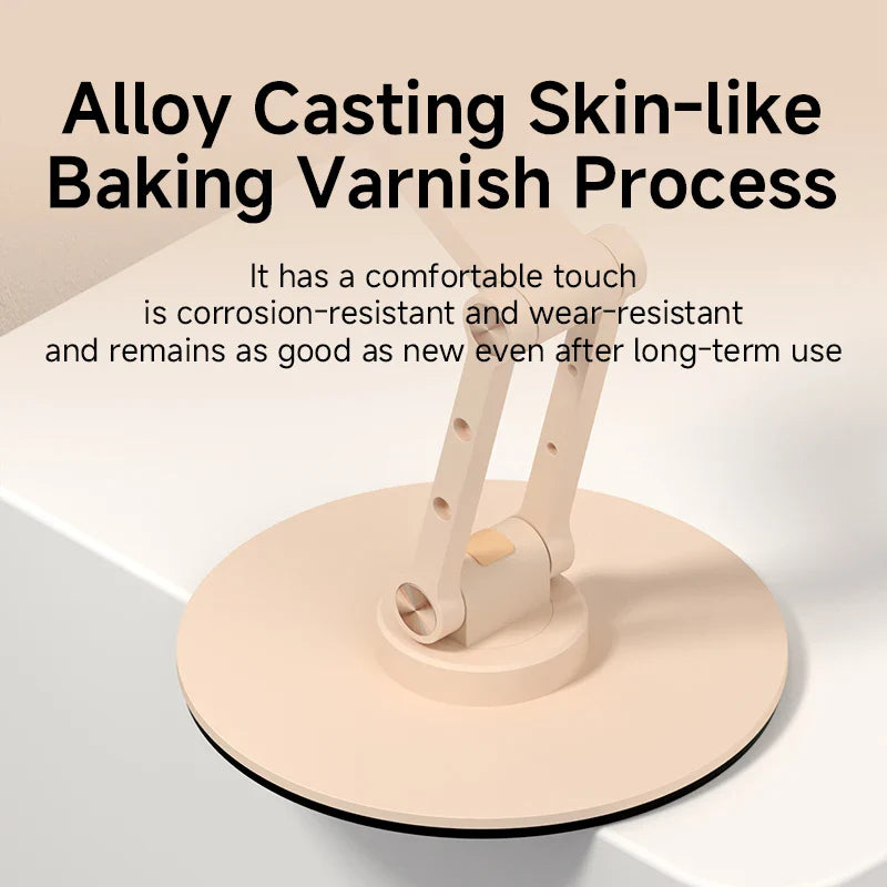 Wooden stand with text about alloy casting, skin-like baking, and varnish process