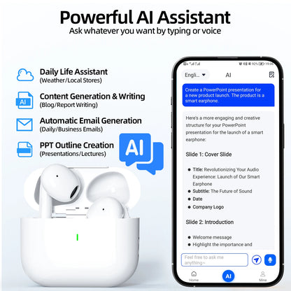 Goojodoq AI Translation Wireless Earbuds – ENC & Bluetooth 5.3