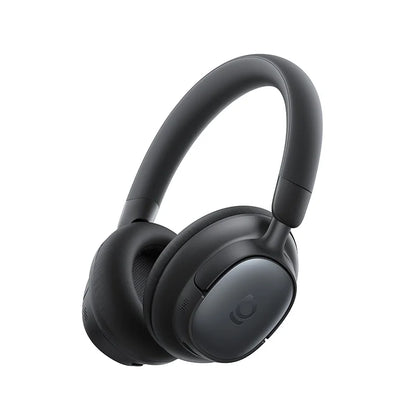 Black over-ear headphones on a white background