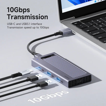 M.2 SSD Hard Enclosure with USB C Hub Magnetic Cover Hagibis