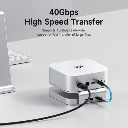 High-speed data transfer device with laptop and keyboard in the background