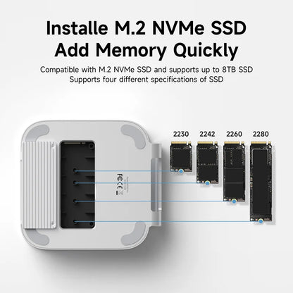 M.2 NVMe SSD installation kit with compatibility details on a white background