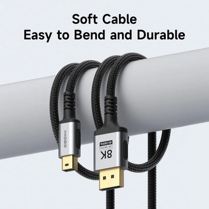 HDMI cable with metal connectors on a white background