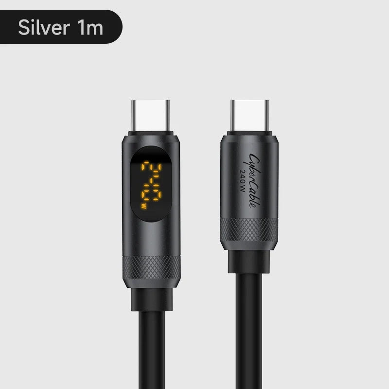 USB C Liquid Silicone Cable 240W with LED Display Hagibis
