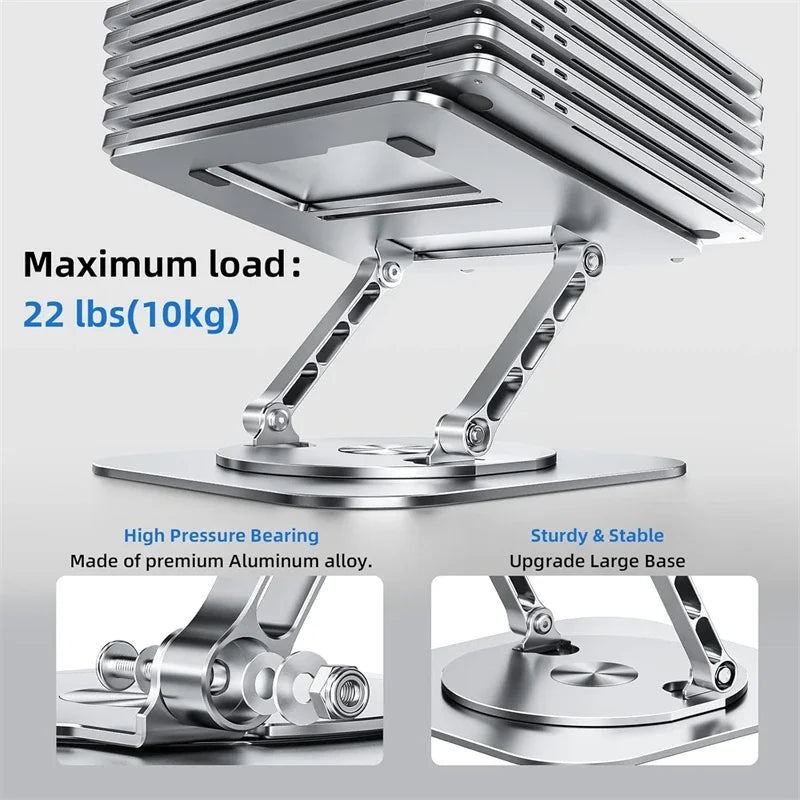 Metal stand with specifications on a white background