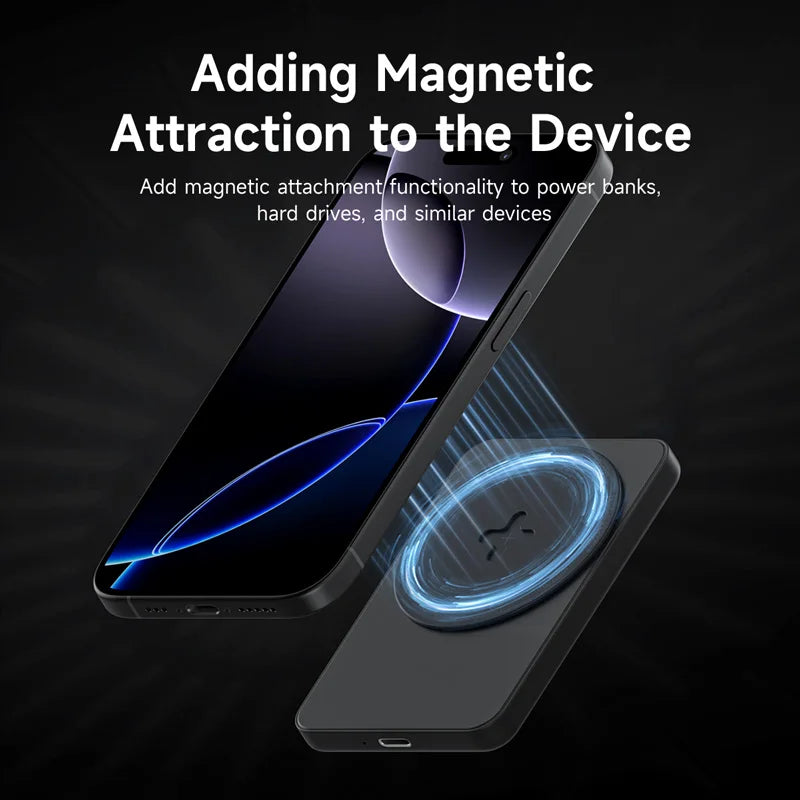 Phone case with magnetic attachment feature on a dark background