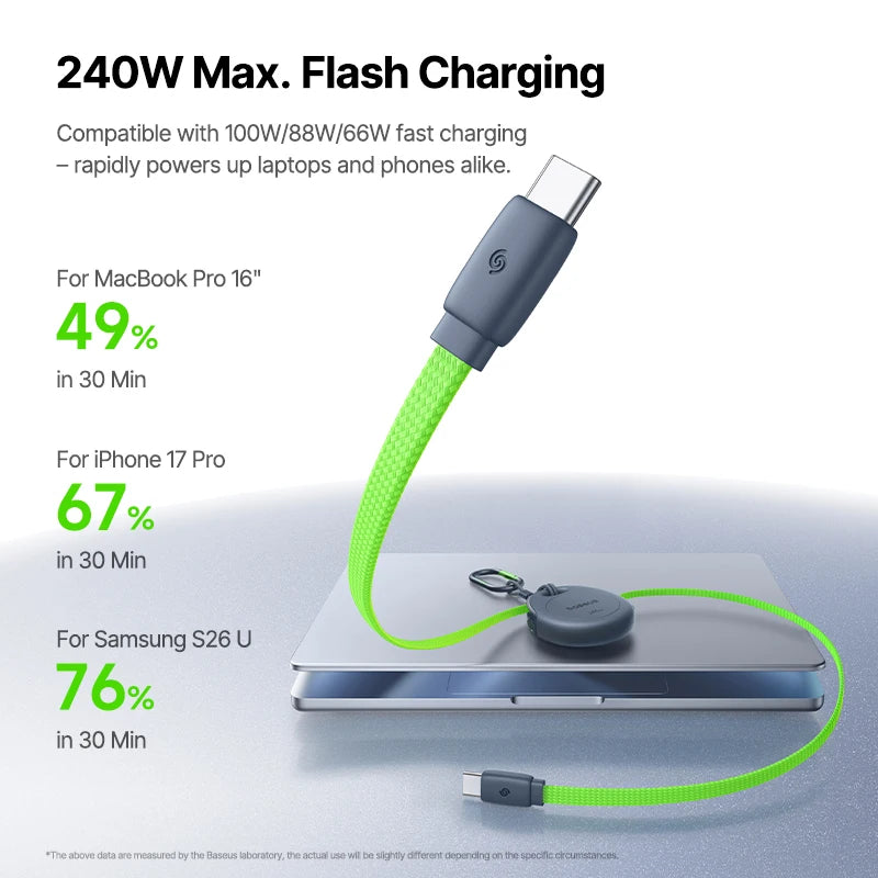 Baseus 240W Retractable USB-C to USB-C Fast Charging Cable