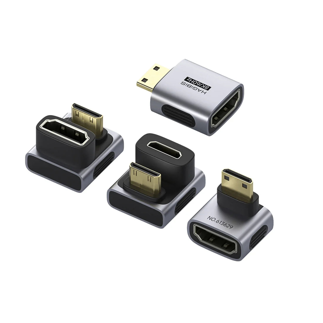 Set of HDMI and DisplayPort connectors on a white background