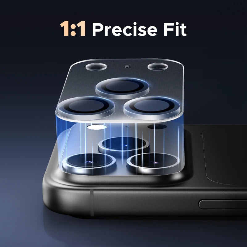 Phone case with clear design on a dark background, highlighting '1:1 Precise Fit' text.