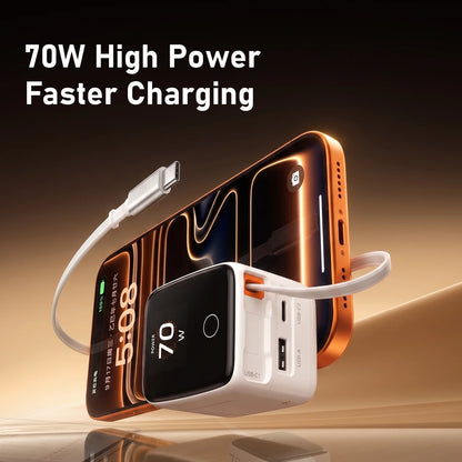 Hagibis 70W GaN Travel Charger with Retractable USB-C Cable