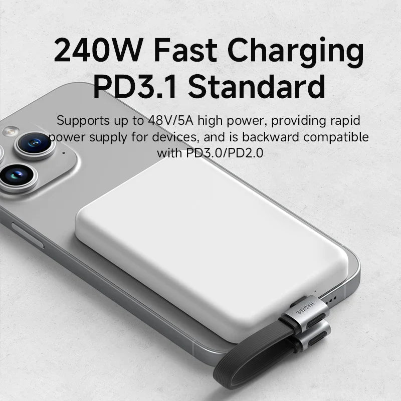 Fast charging device with text on a white background