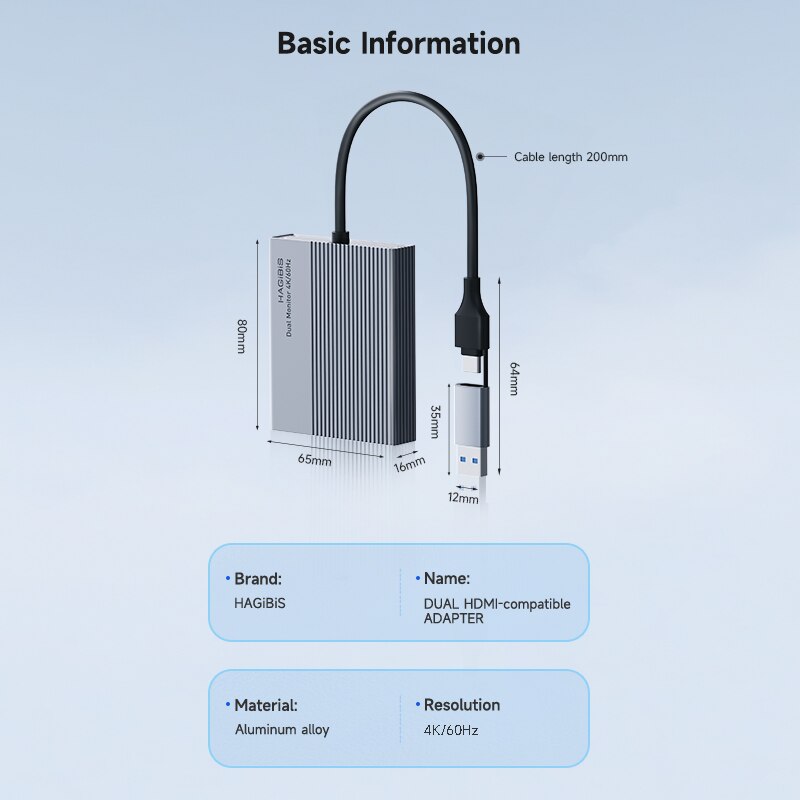 Hagibis Dual HDMI Adapter 4K M1/M2