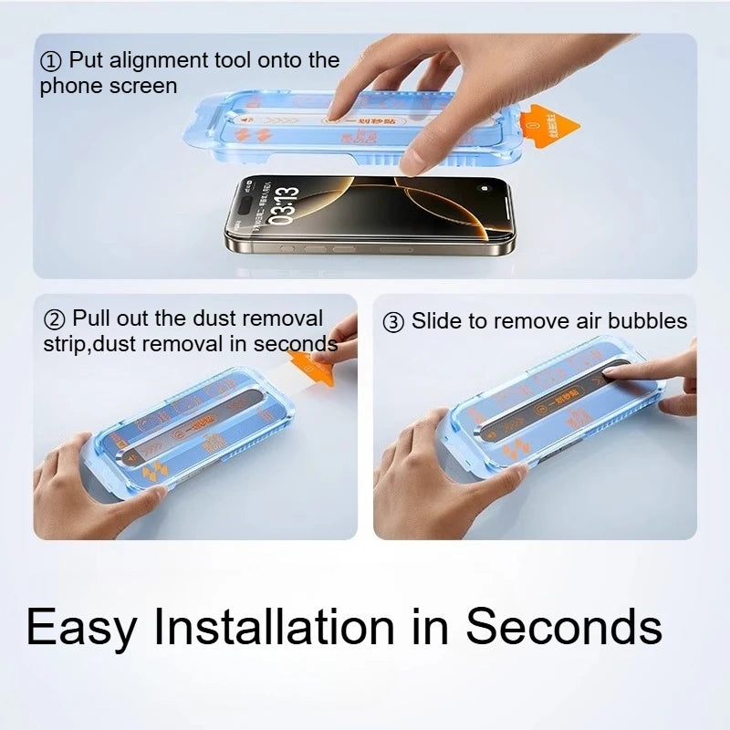 Step-by-step guide on using a phone screen cleaning tool with text instructions.