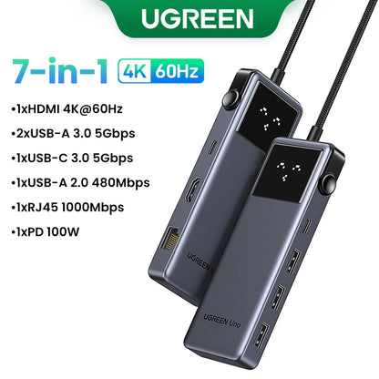 UGREEN Uno USB-C Hub 7-in-1 4K 60Hz 1000Mbps