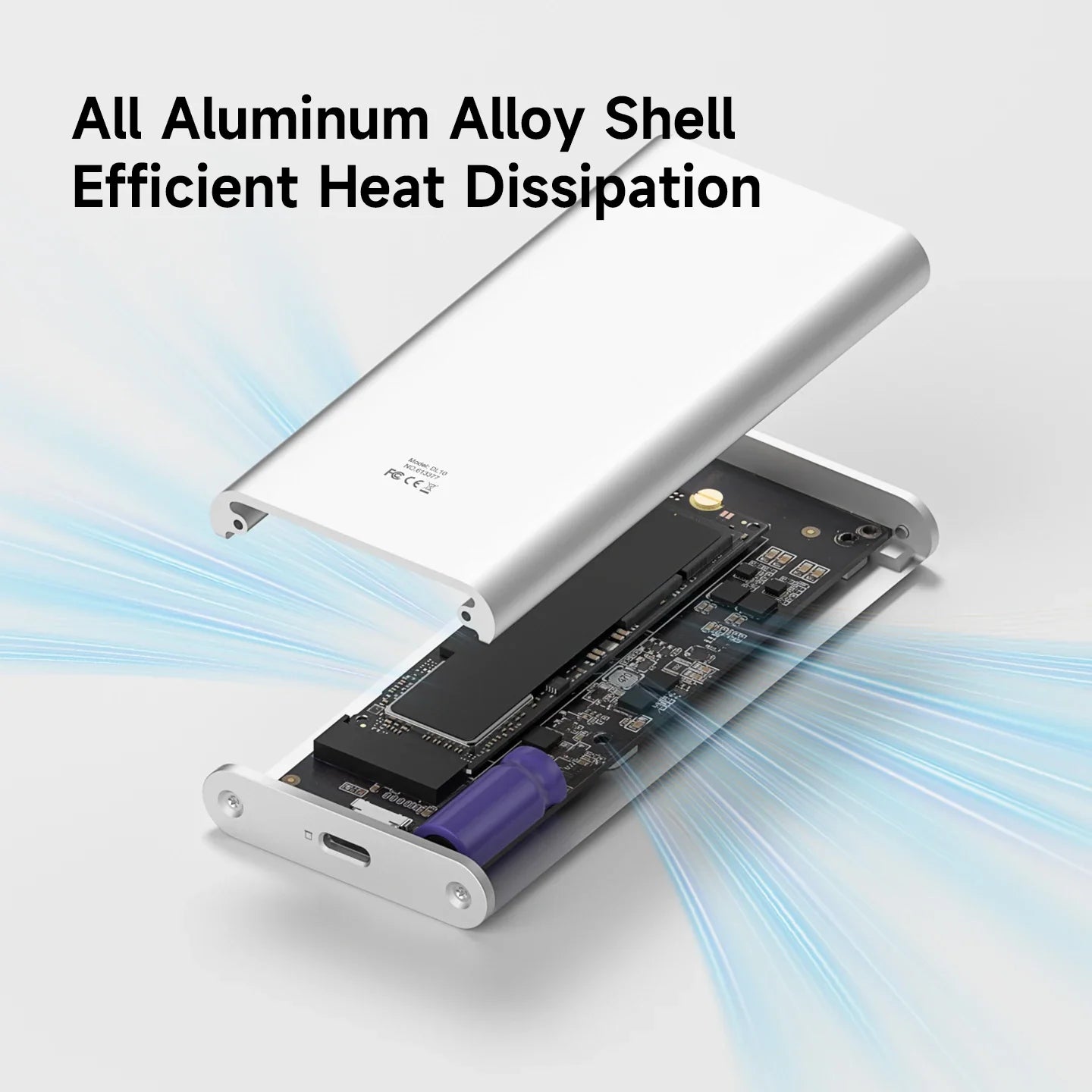 Computer hardware component with 'All Aluminum Alloy Shell' text on a white background
