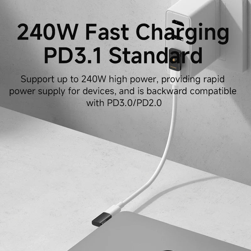 240W fast charging cable with PD3.1 standard on a neutral background