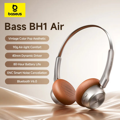 Baseus BH1 Air Bluetooth Headphones with ENC & 80H Battery