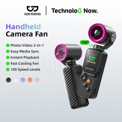 GOOJODOQ GFS025 Handheld Camera Fan with 180° Gimbal