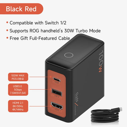 Hagibis USB-C TV Dock for Nintendo Switch 1 & 2 with 100W GaN Charger