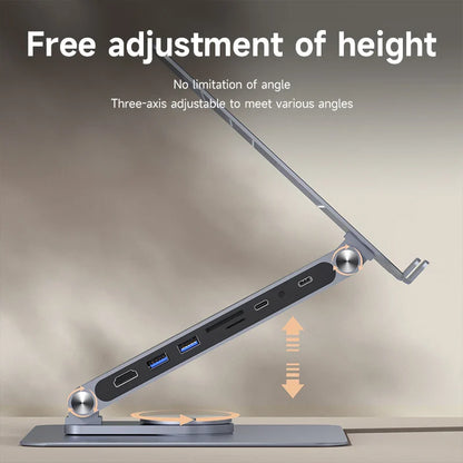 Hagibis Adjustable Aluminum Laptop Stand with USB C Dock