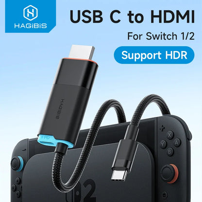 USB C to HDMI adapter for Switch 1/2 with HDR support, branded as Hagibis.