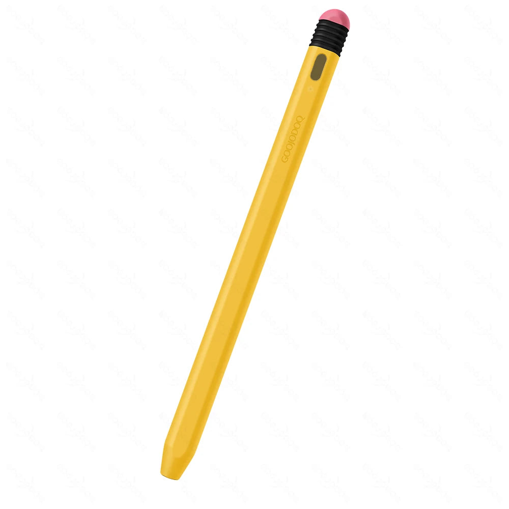 A collection of Goojodoq stylus pens with Type-C port cases in various colors displayed alongside a smartphone.